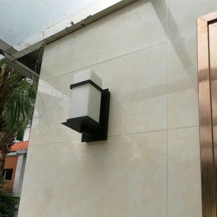 Minimalist Rectangular Iron Glass 1-Light Wall Sconce Lamp