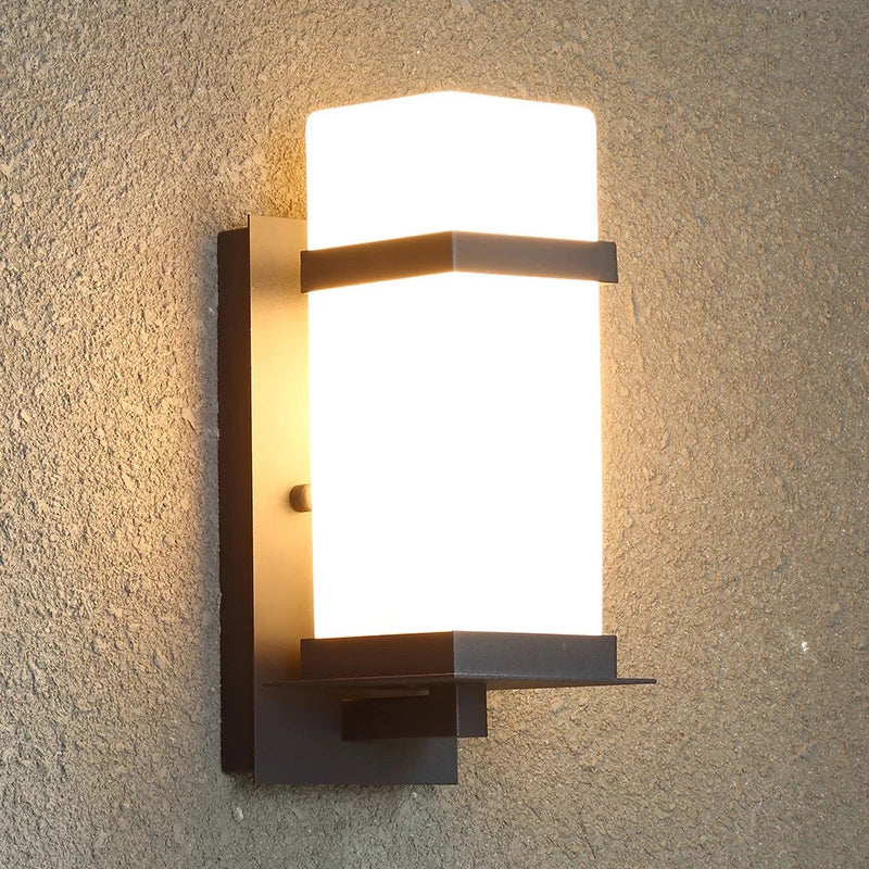 Minimalist Rectangular Iron Glass 1-Light Wall Sconce Lamp