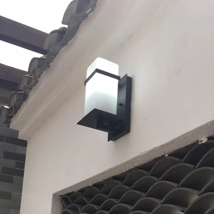 Minimalist Rectangular Iron Glass 1-Light Wall Sconce Lamp