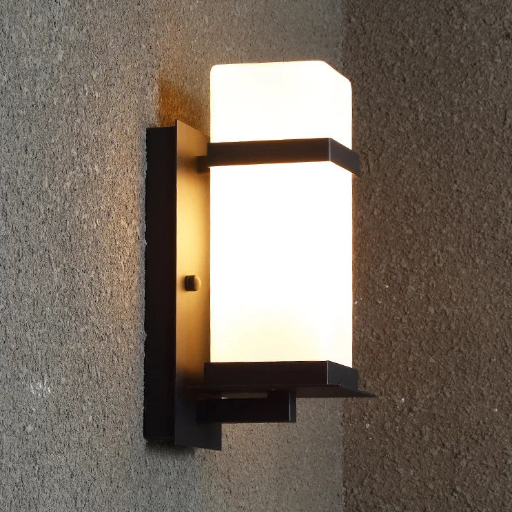Minimalist Rectangular Iron Glass 1-Light Wall Sconce Lamp