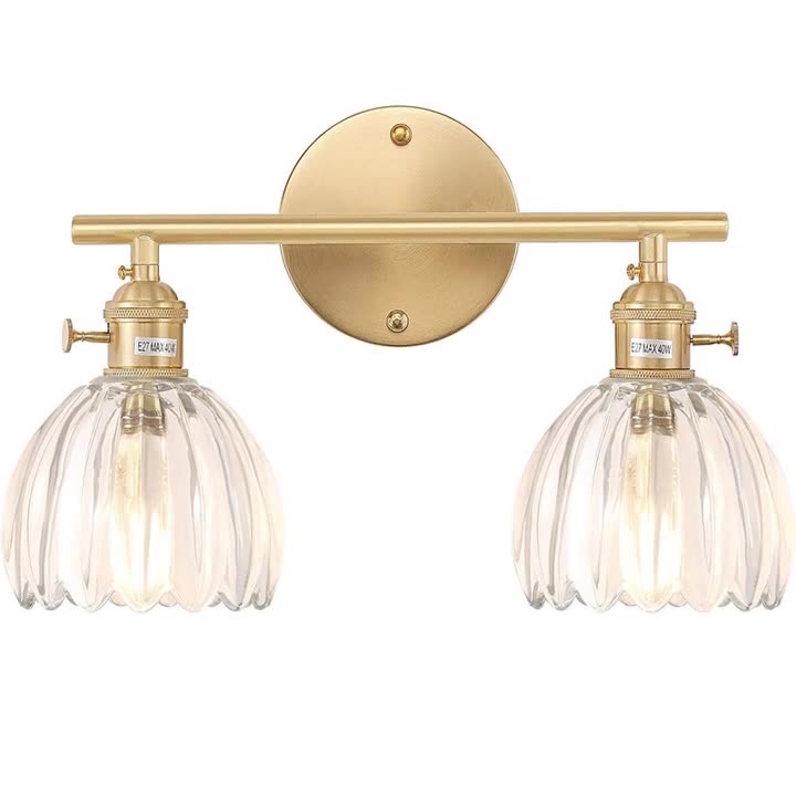 Nordic Oval Copper Glass 2-Light Wall Sconce Lamp
