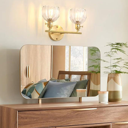 Nordic Oval Copper Glass 2-Light Wall Sconce Lamp