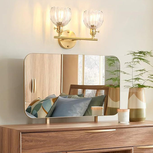 Nordic Oval Copper Glass 2-Light Wall Sconce Lamp