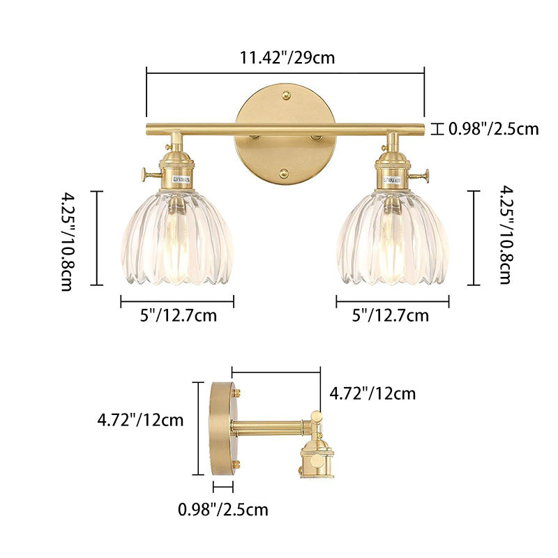 Nordic Oval Copper Glass 2-Light Wall Sconce Lamp