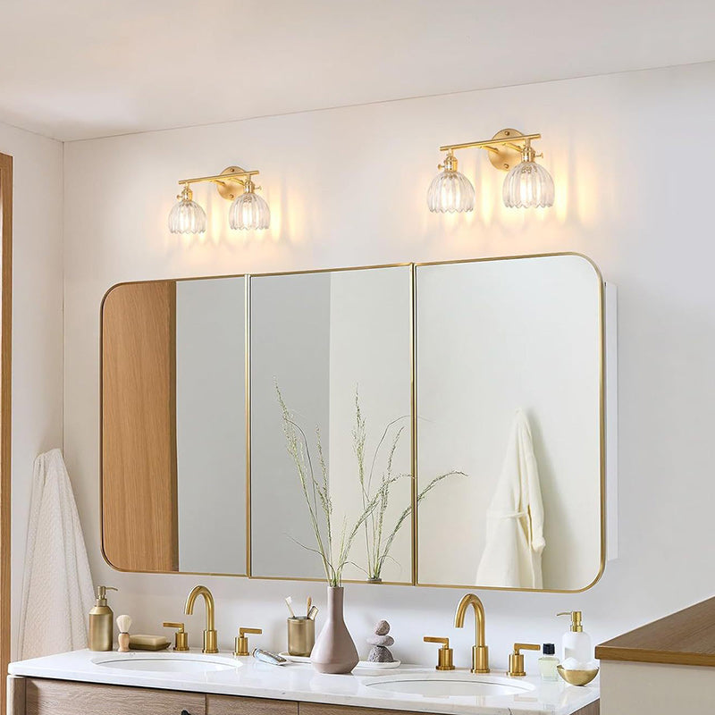 Nordic Oval Copper Glass 2-Light Wall Sconce Lamp