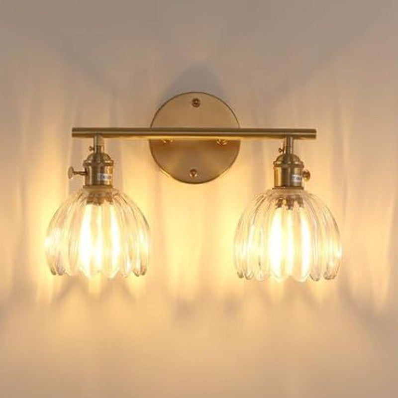 Nordic Oval Copper Glass 2-Light Wall Sconce Lamp