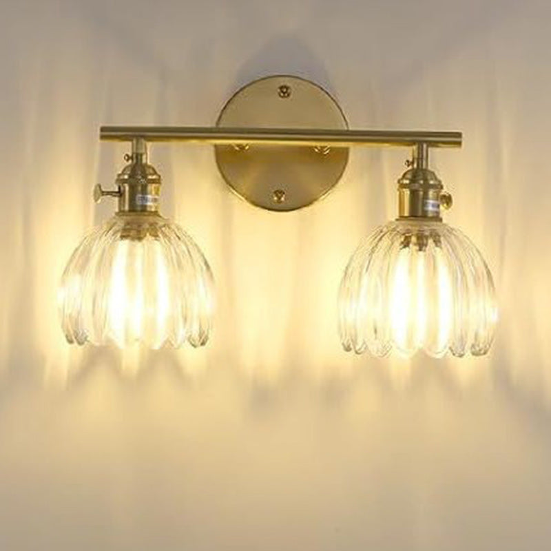 Nordic Oval Copper Glass 2-Light Wall Sconce Lamp
