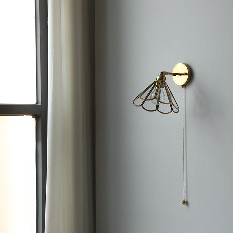 Nordic Hexagonal Copper Glass 1-Light Wall Sconce Lamp
