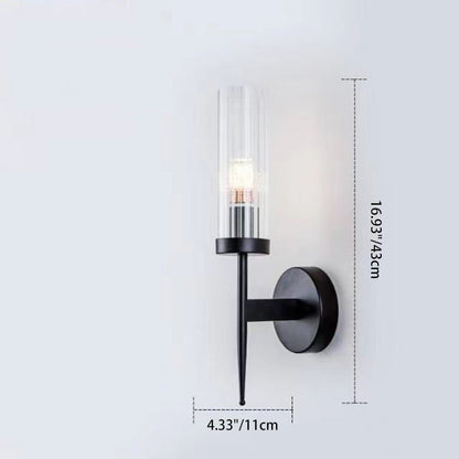 Minimalist Column Iron Glass 1/2-Light Wall Sconce Lamp