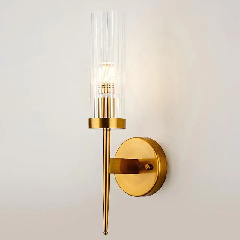 Minimalist Column Iron Glass 1/2-Light Wall Sconce Lamp