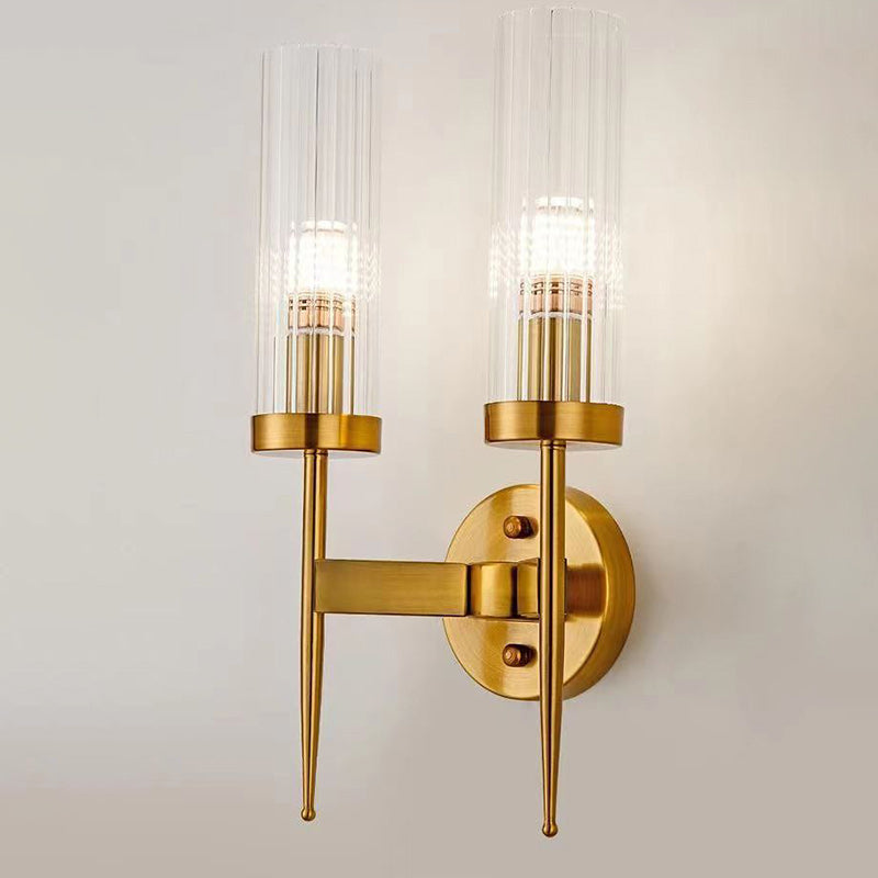 Minimalist Column Iron Glass 1/2-Light Wall Sconce Lamp