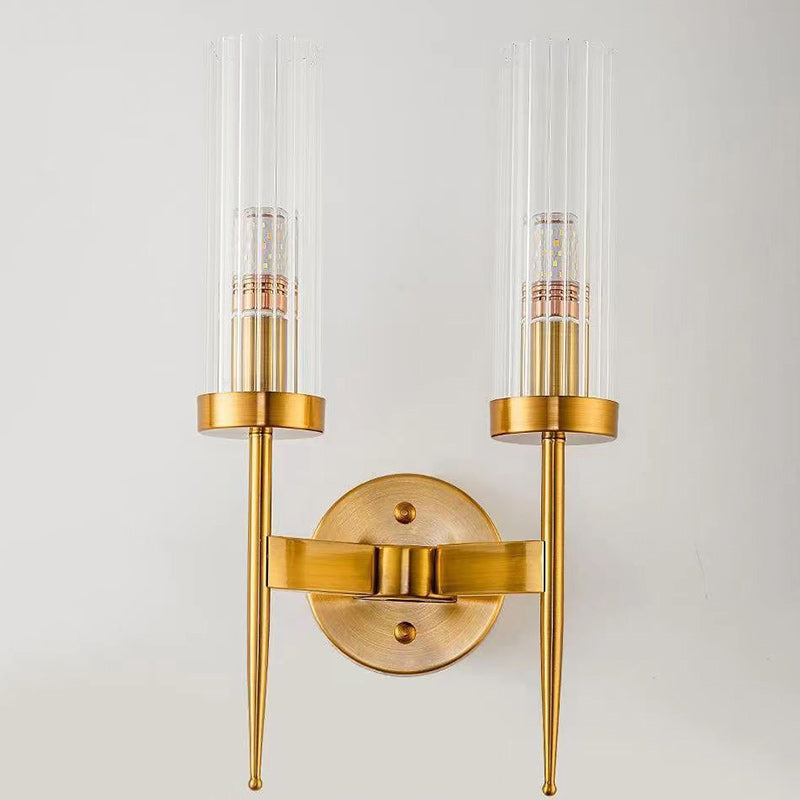 Minimalist Column Iron Glass 1/2-Light Wall Sconce Lamp