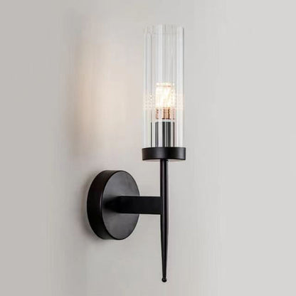 Minimalist Column Iron Glass 1/2-Light Wall Sconce Lamp