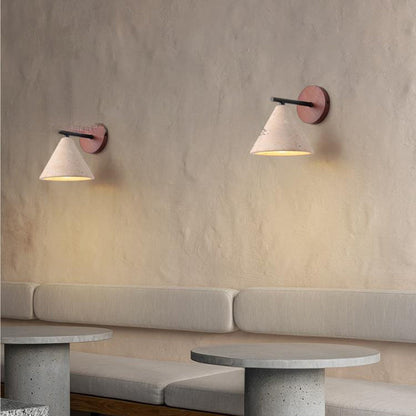 Japanese Cone Wood Stone 1-Light Wall Sconce Lamp