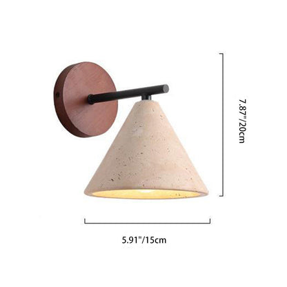 Japanese Cone Wood Stone 1-Light Wall Sconce Lamp
