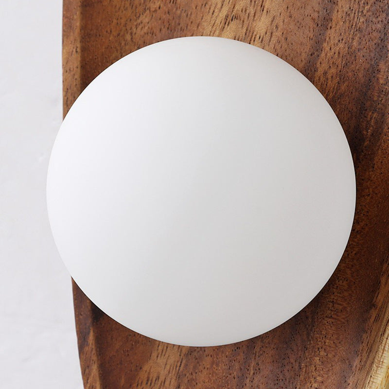 Traditional Japanese Oval Wood Glass LED Wall Sconce Lamp