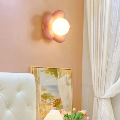 Nordic Flower Wood Resin 1-Light Wall Sconce Lamp