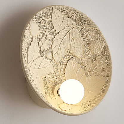 French Leaves Round Resin 1-Light Wall Sconce Lamp