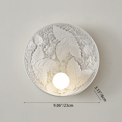 French Leaves Round Resin 1-Light Wall Sconce Lamp