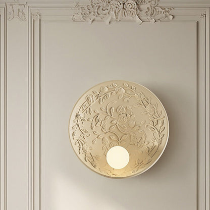 French Leaves Round Resin 1-Light Wall Sconce Lamp