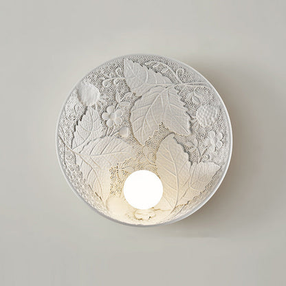 French Leaves Round Resin 1-Light Wall Sconce Lamp