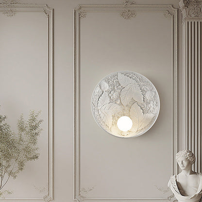 French Leaves Round Resin 1-Light Wall Sconce Lamp
