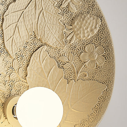 French Leaves Round Resin 1-Light Wall Sconce Lamp