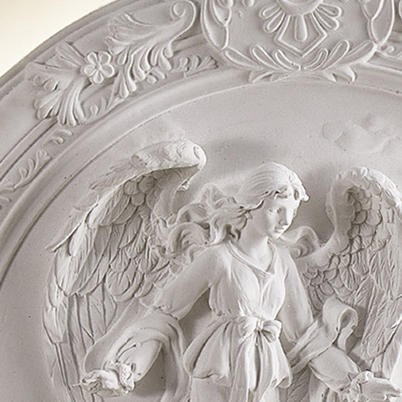 French Round Carved Angel Resin LED Wall Sconce Lamp