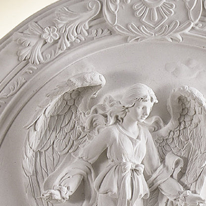 French Round Carved Angel Resin LED Wall Sconce Lamp