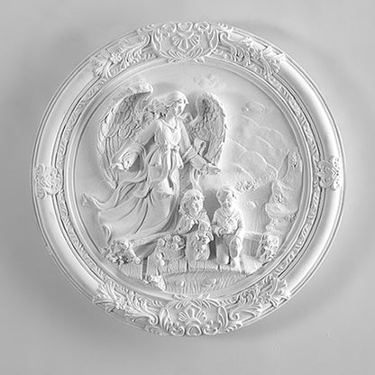 French Round Carved Angel Resin LED Wall Sconce Lamp
