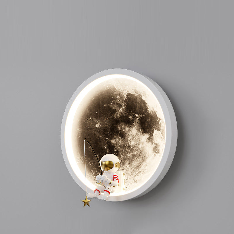 Round Hardware Acrylic Shade LED Kids Wall Sconce Lamp
