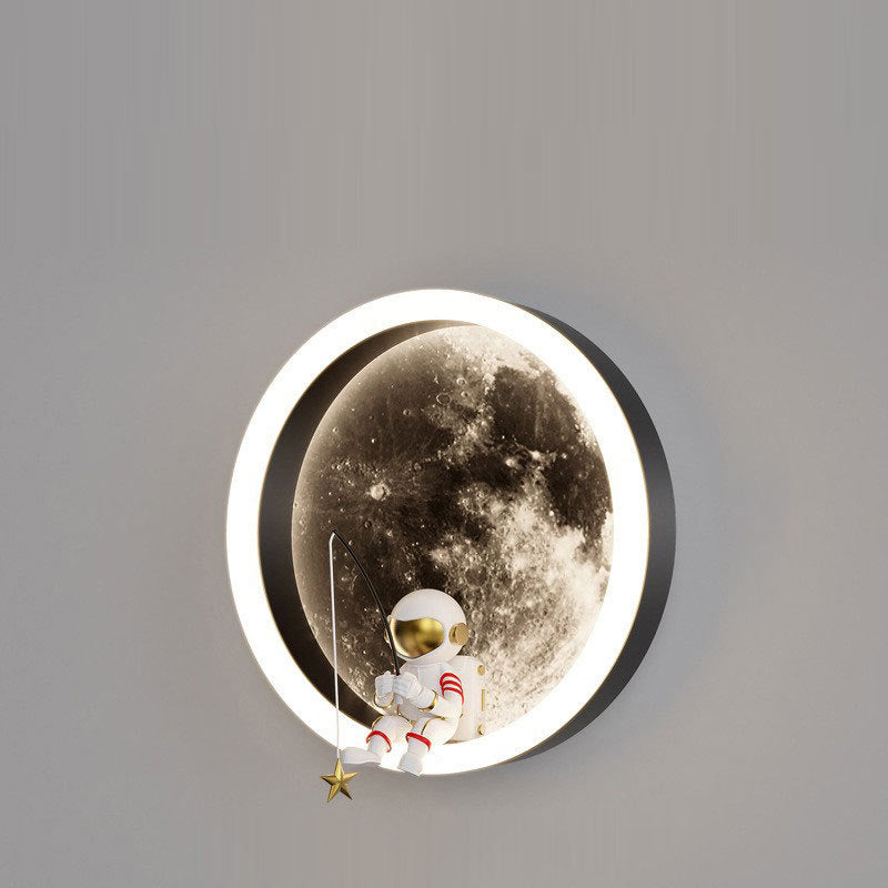 Round Hardware Acrylic Shade LED Kids Wall Sconce Lamp
