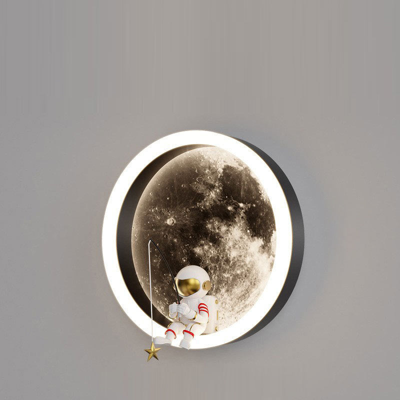 Round Hardware Acrylic Shade LED Kids Wall Sconce Lamp