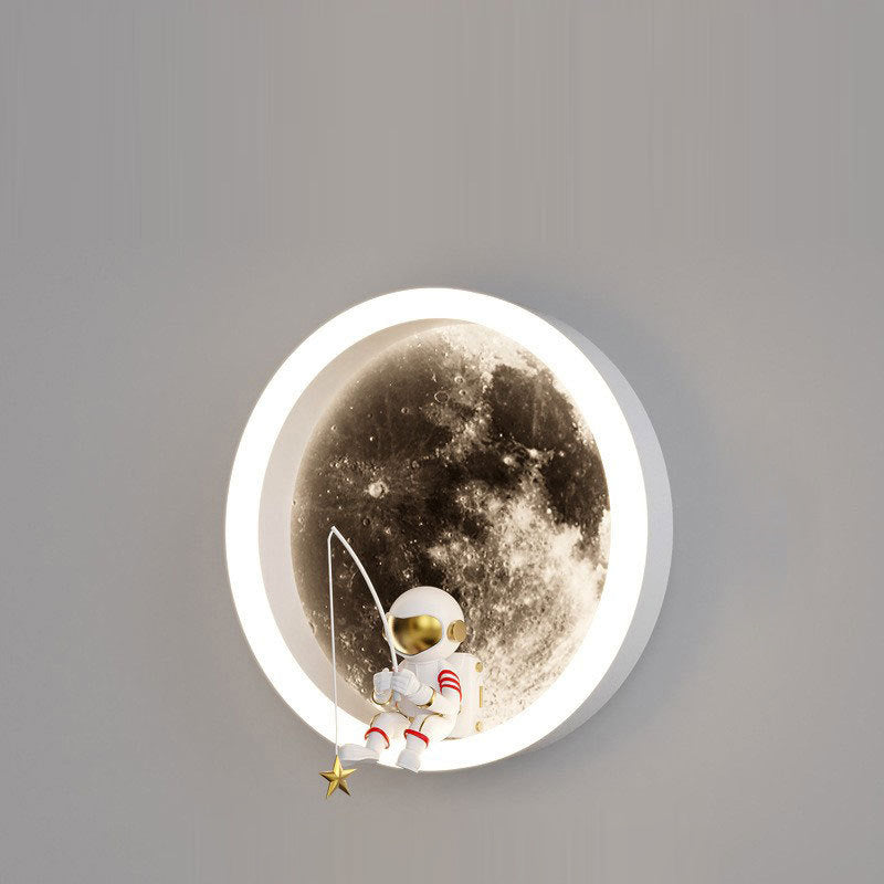 Round Hardware Acrylic Shade LED Kids Wall Sconce Lamp