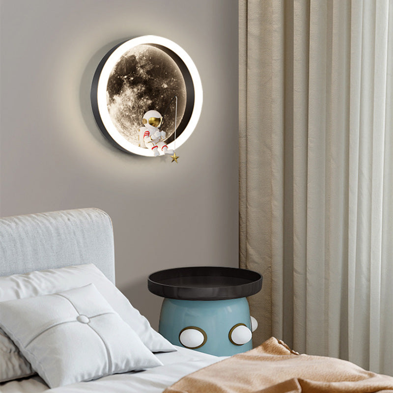 Round Hardware Acrylic Shade LED Kids Wall Sconce Lamp