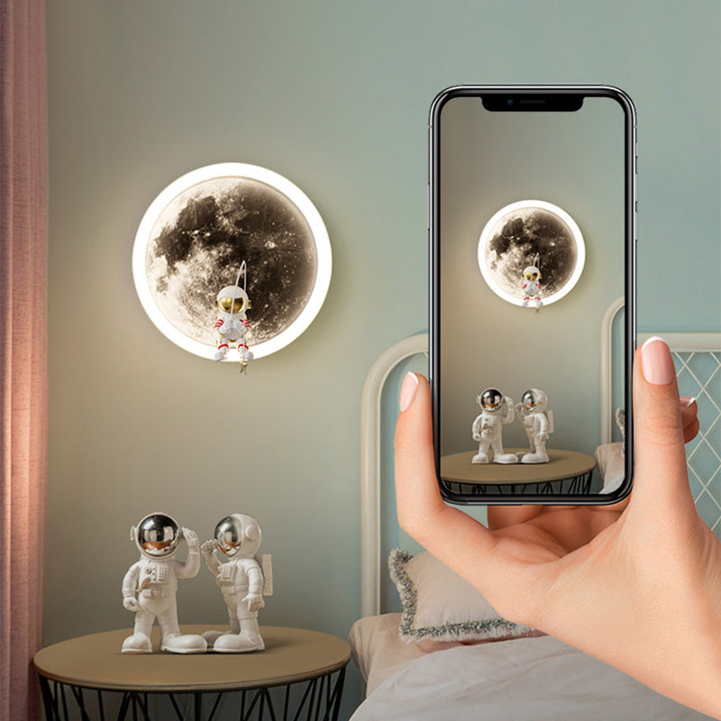 Round Hardware Acrylic Shade LED Kids Wall Sconce Lamp