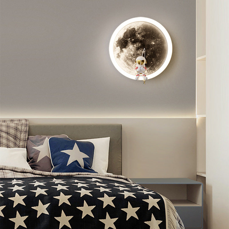 Round Hardware Acrylic Shade LED Kids Wall Sconce Lamp