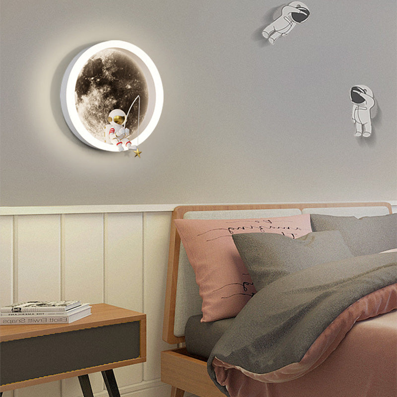 Round Hardware Acrylic Shade LED Kids Wall Sconce Lamp