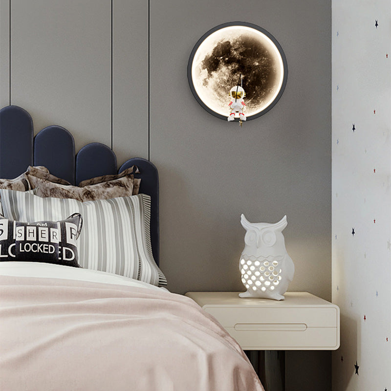 Round Hardware Acrylic Shade LED Kids Wall Sconce Lamp