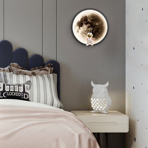 Round Hardware Acrylic Shade LED Kids Wall Sconce Lamp