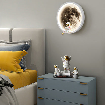 Round Hardware Acrylic Shade LED Kids Wall Sconce Lamp