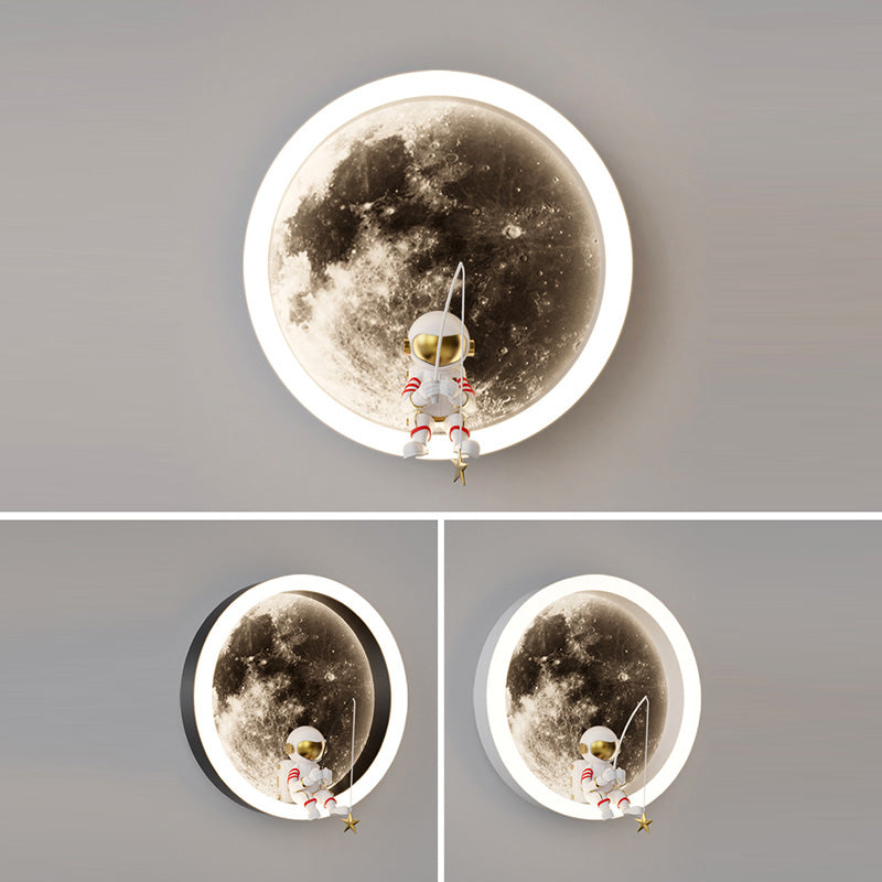 Round Hardware Acrylic Shade LED Kids Wall Sconce Lamp