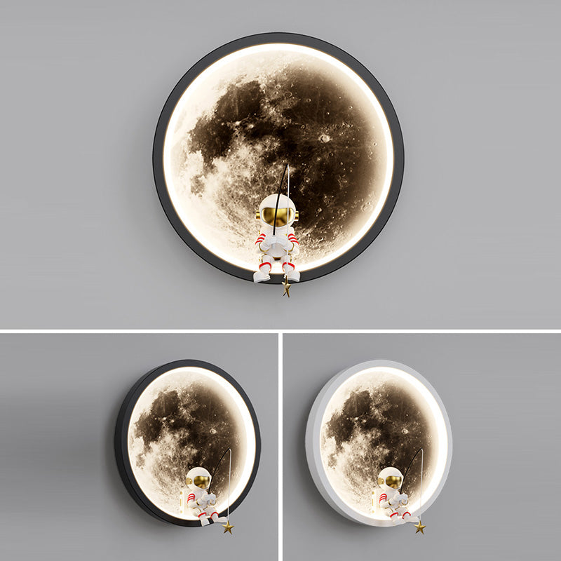 Round Hardware Acrylic Shade LED Kids Wall Sconce Lamp