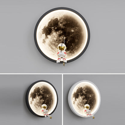 Round Hardware Acrylic Shade LED Kids Wall Sconce Lamp