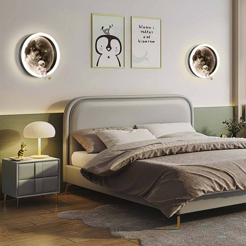 Round Hardware Acrylic Shade LED Kids Wall Sconce Lamp