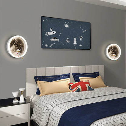 Round Hardware Acrylic Shade LED Kids Wall Sconce Lamp