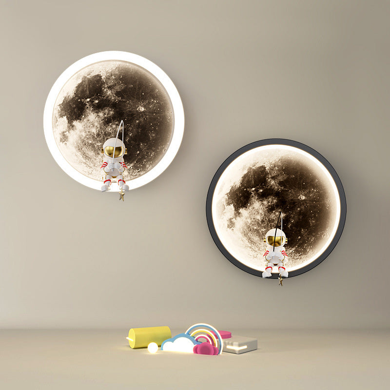 Round Hardware Acrylic Shade LED Kids Wall Sconce Lamp