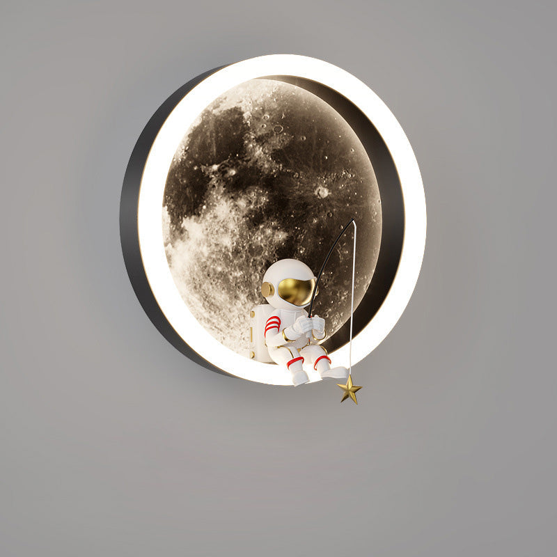 Round Hardware Acrylic Shade LED Kids Wall Sconce Lamp