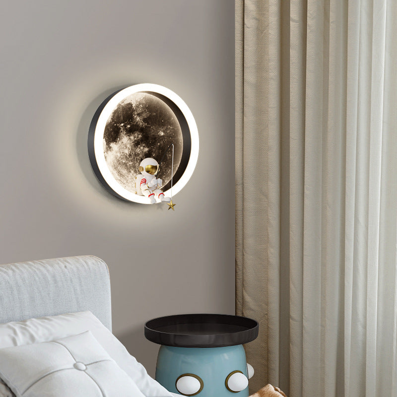 Round Hardware Acrylic Shade LED Kids Wall Sconce Lamp