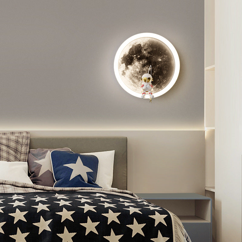 Round Hardware Acrylic Shade LED Kids Wall Sconce Lamp